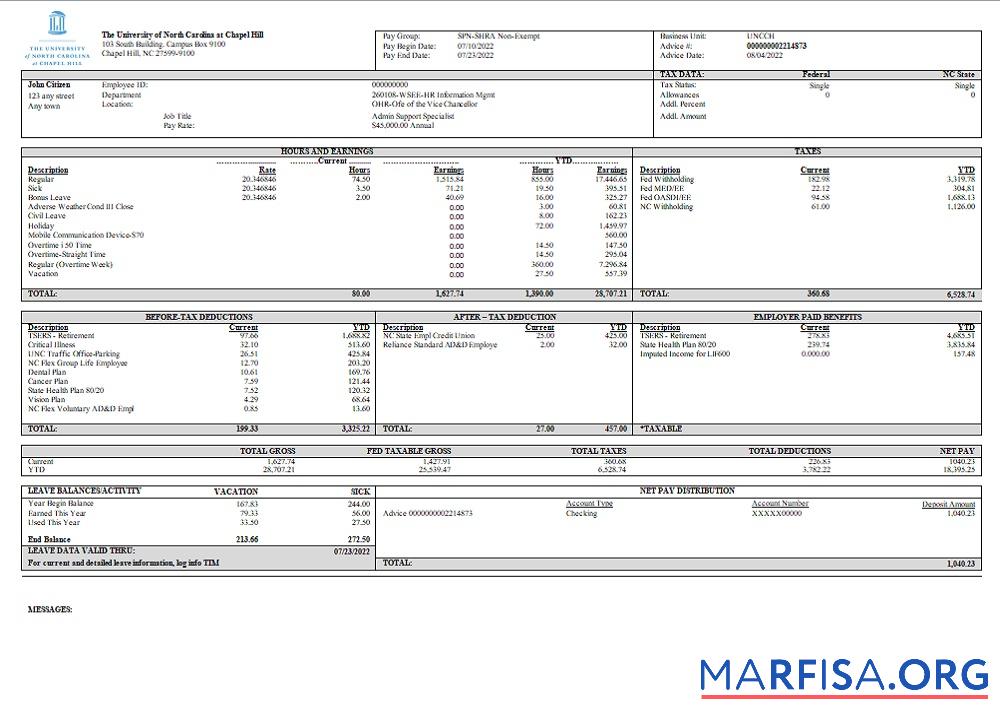 Printable USA public research university employee sheet example